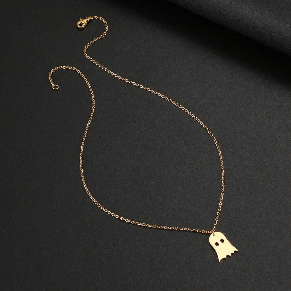 Sterling Gold Tiny Ghost Necklace: Halloween Spooky Boo Emoji