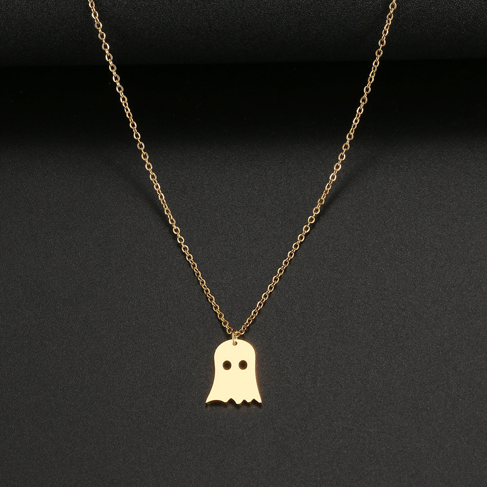 Sterling Gold Tiny Ghost Necklace: Halloween Spooky Boo Emoji
