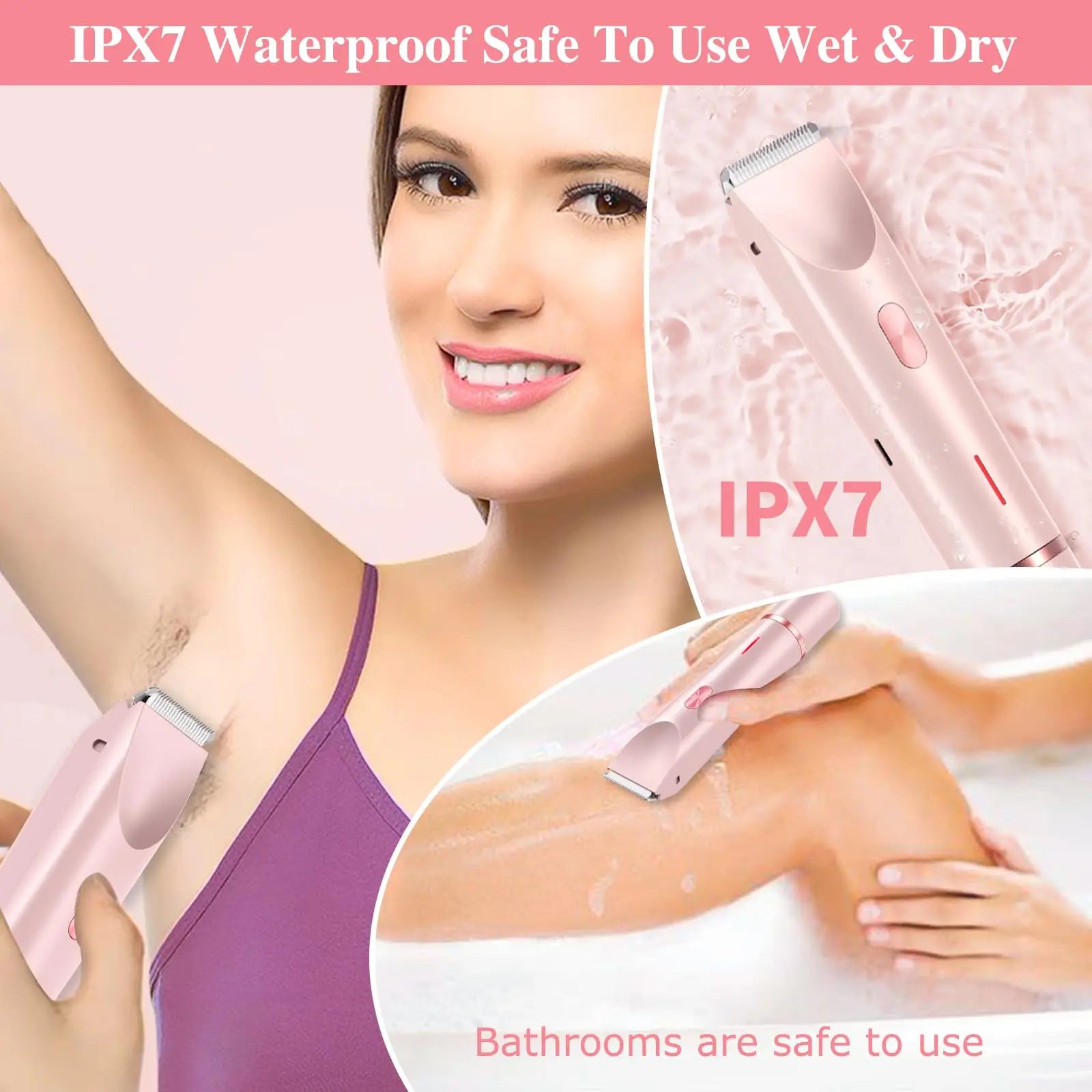 Women Electric Razors 2 in 1 Dual-Head Painless Bikini Trimmer Wet Dry