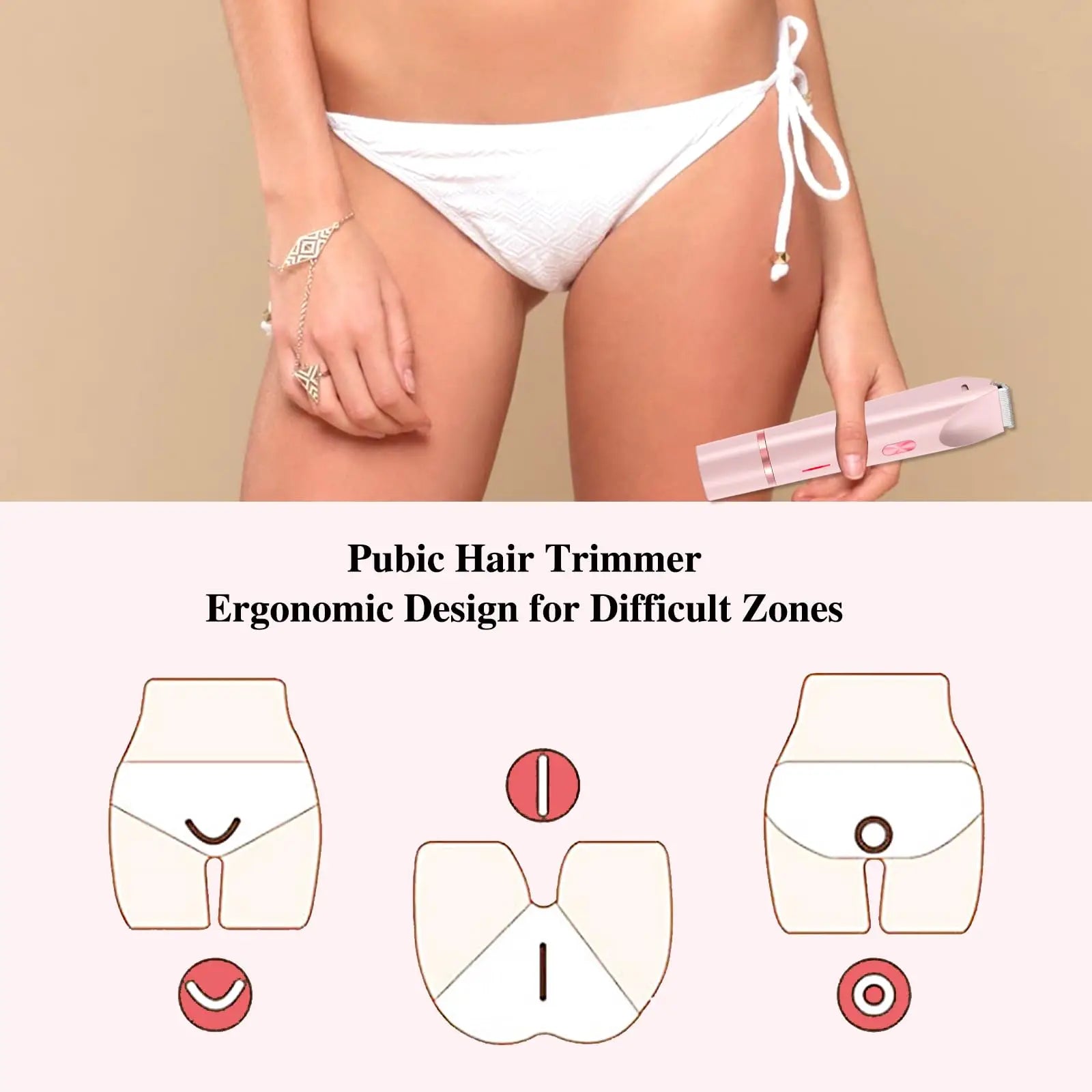 Women Electric Razors 2 in 1 Dual-Head Painless Bikini Trimmer Wet Dry