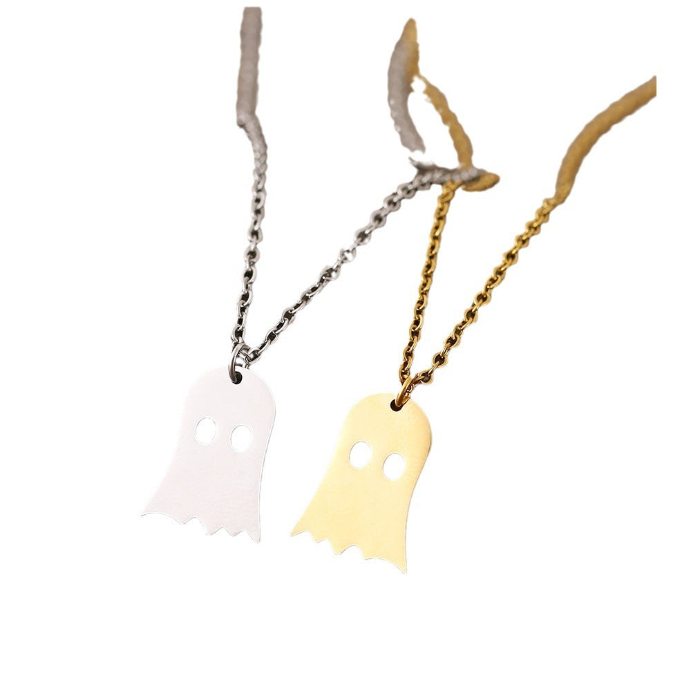 Sterling Gold Tiny Ghost Necklace: Halloween Spooky Boo Emoji