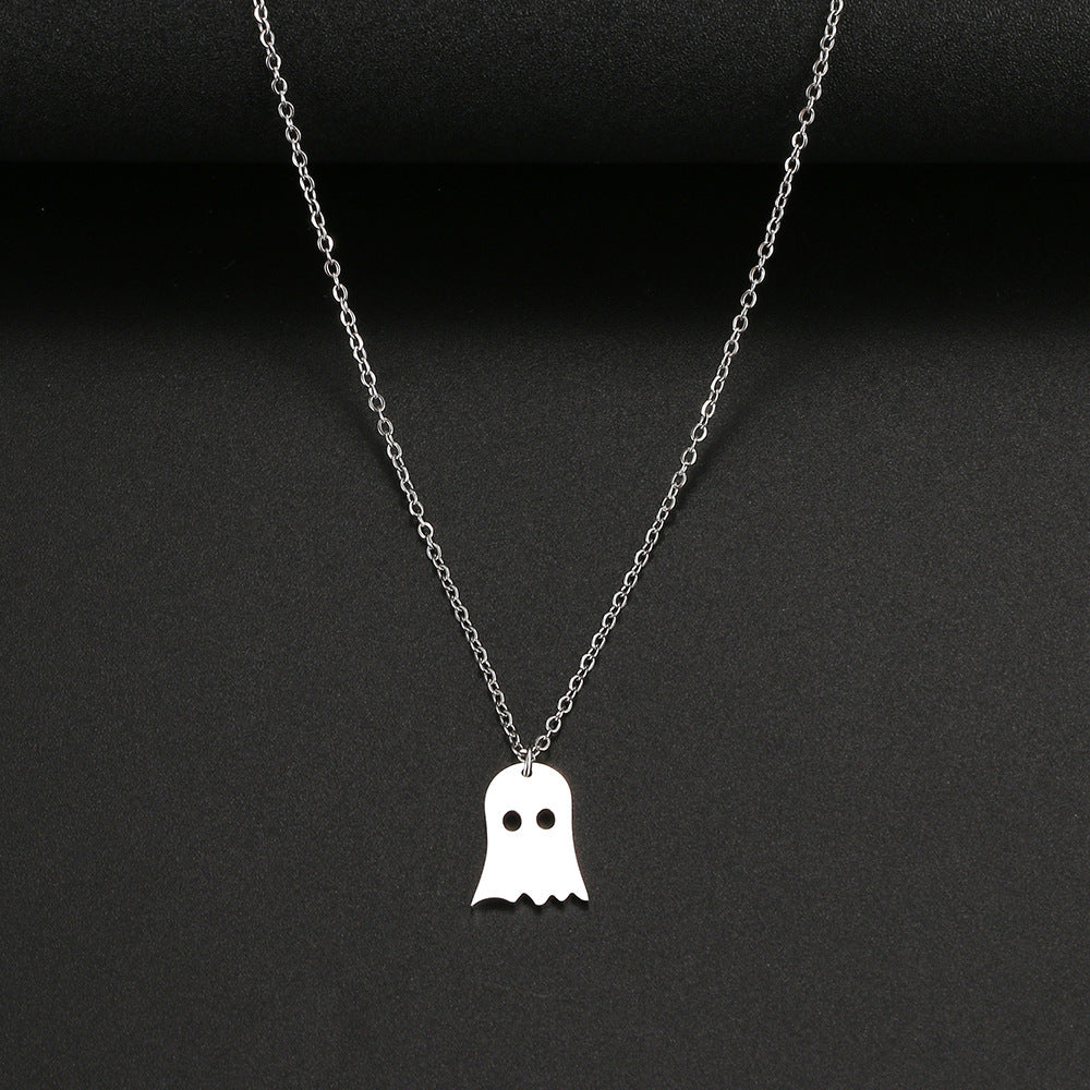 Sterling Gold Tiny Ghost Necklace: Halloween Spooky Boo Emoji